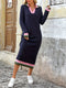 Elegante vestido de punto colorido de inspiración francesa con cuello vuelto, perfecto para el otoño
