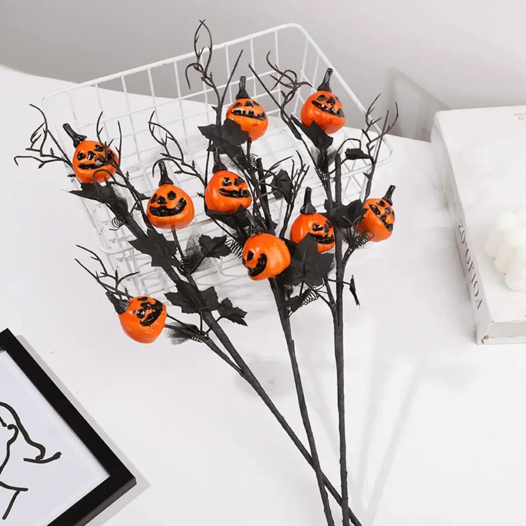 Halloween Artificial Pumpkin Branches Maple Leaf