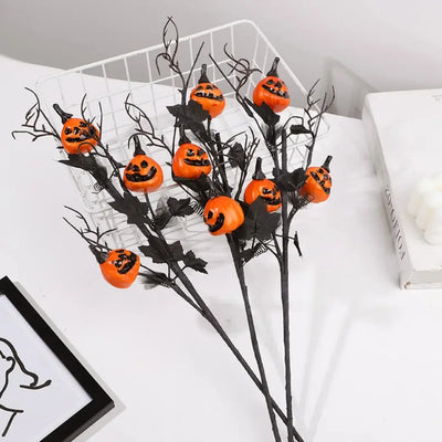 Halloween Artificial Pumpkin Branches Maple Leaf