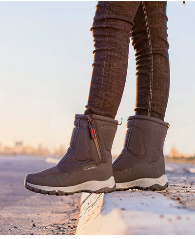 Bottes d'hiver pour femmes avec fermeture éclair latérale - Bottes de neige imperméables, antidérapantes et durables avec doublure chaude