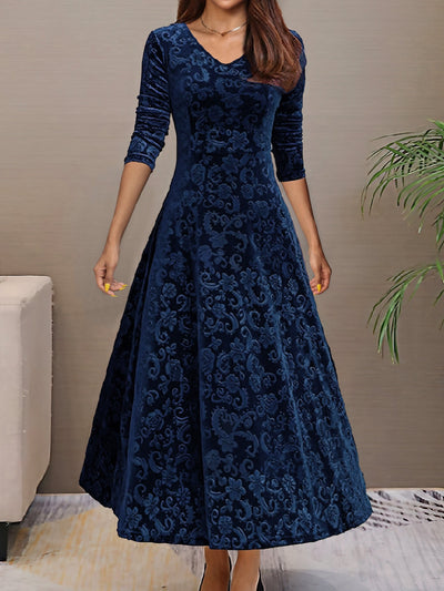 Robe en velours à col en V pour femmes - idéale pour le printemps/été