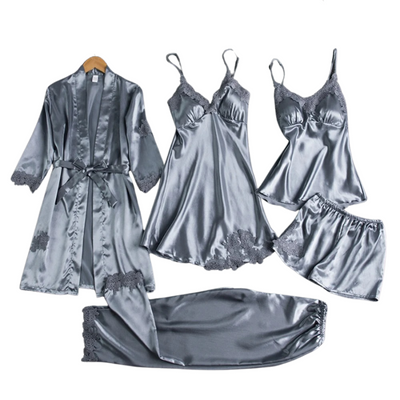 5 en 1 Ensemble de pyjamas en satin