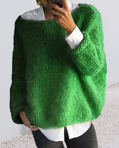 Maglione classico da donna lavorato a maglia con spalle scoperte