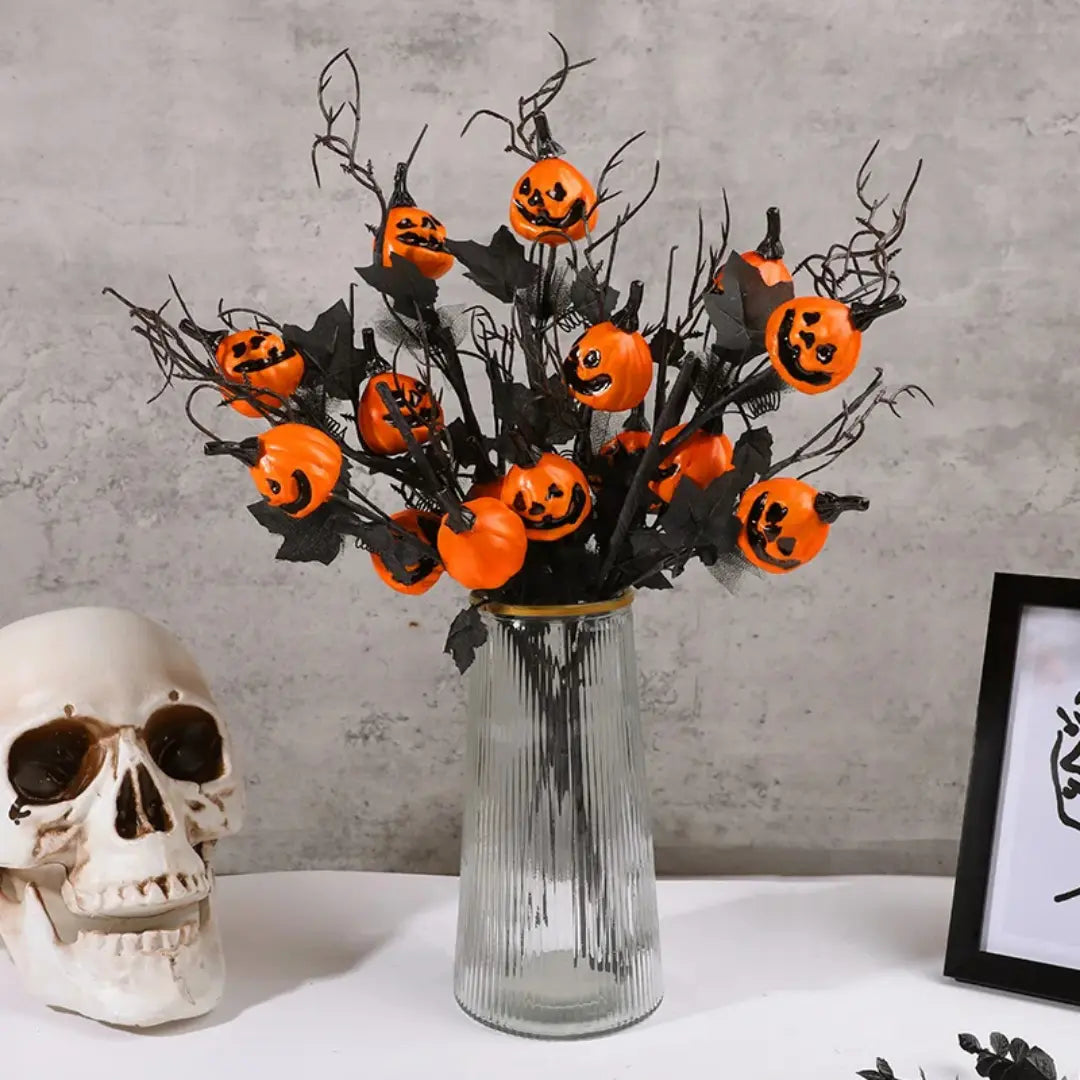Halloween Artificial Pumpkin Branches Maple Leaf
