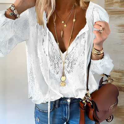 Blouse Boho avec Encolure Fenteuse Pour Femme | Vintage