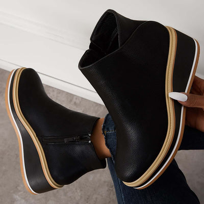Bottines zippées à plateau pour femmes