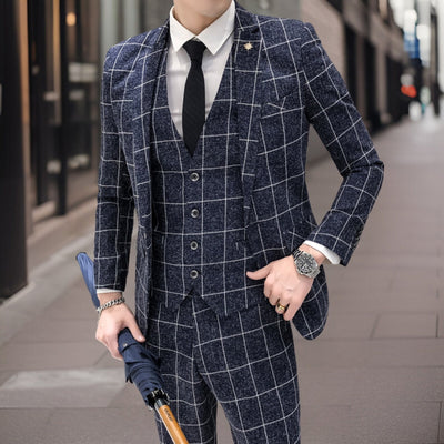 Costume d'invité de mariage 3 pièces pour hommes | Carreaux