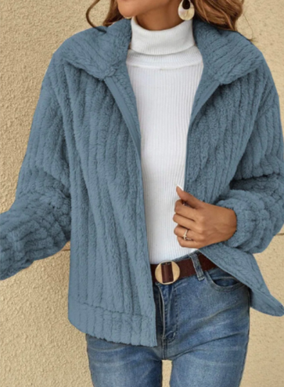 Cardigan caldo in peluche da donna