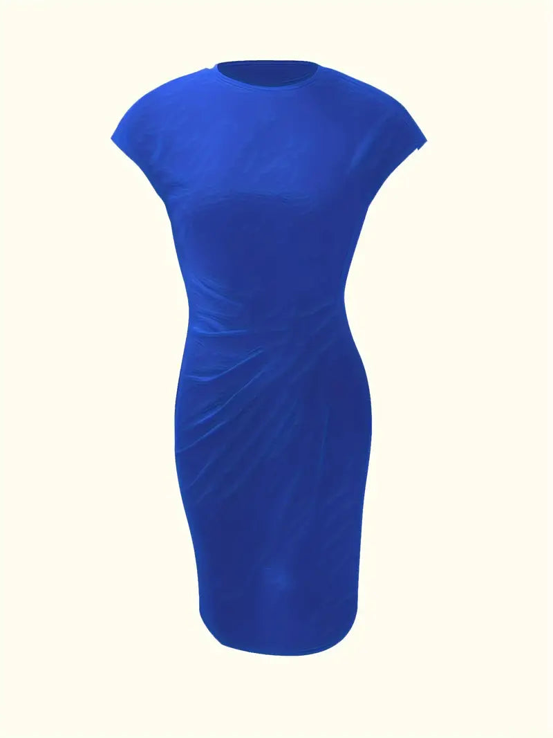 Elizabeth - robe de couleur unie avec col ras du cou