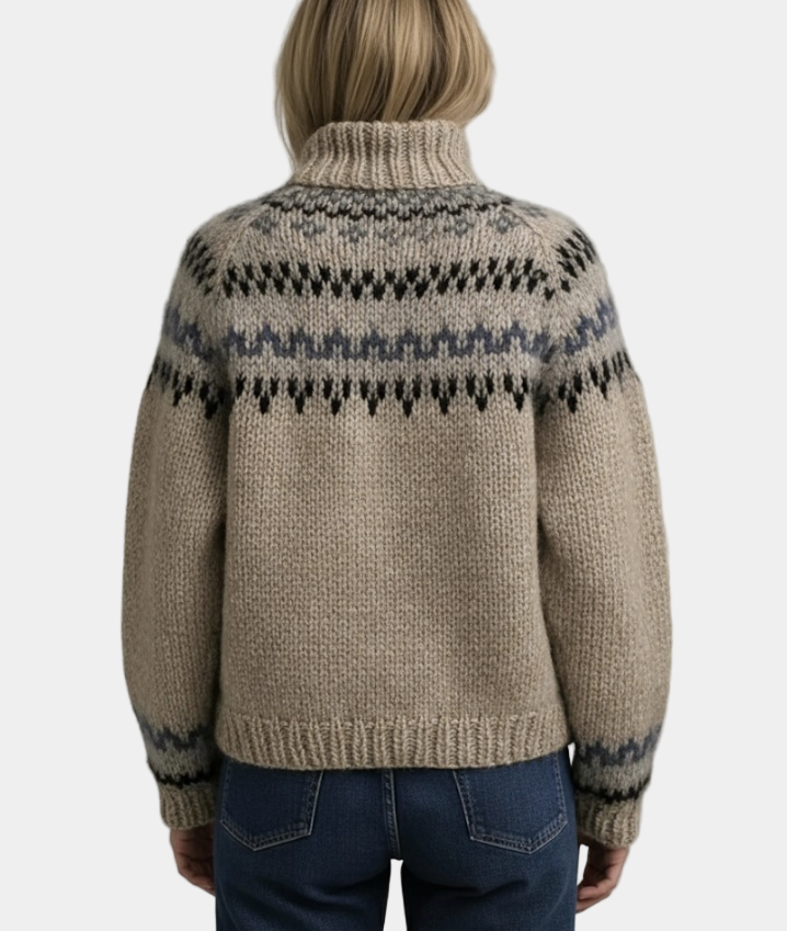 Women's Knitted Sweater with Fair Isle Pattern - Hiver