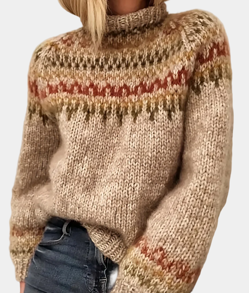 Women's Knitted Sweater with Fair Isle Pattern - Hiver