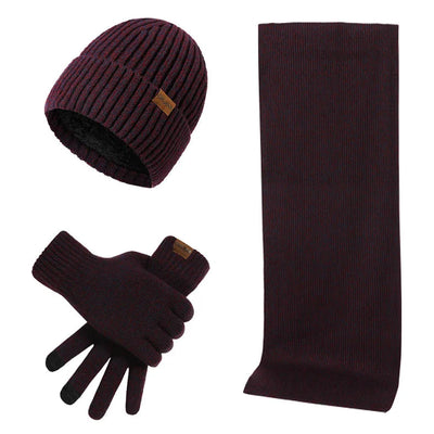 Set d'hiver décontracté avec bonnet, écharpe et gants pour hommes