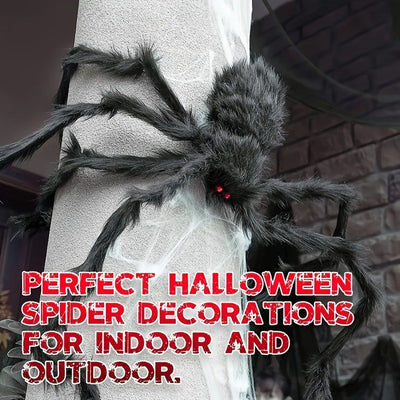 WebCreeper – Lot de 2 Araignées Géantes avec Toile Halloween