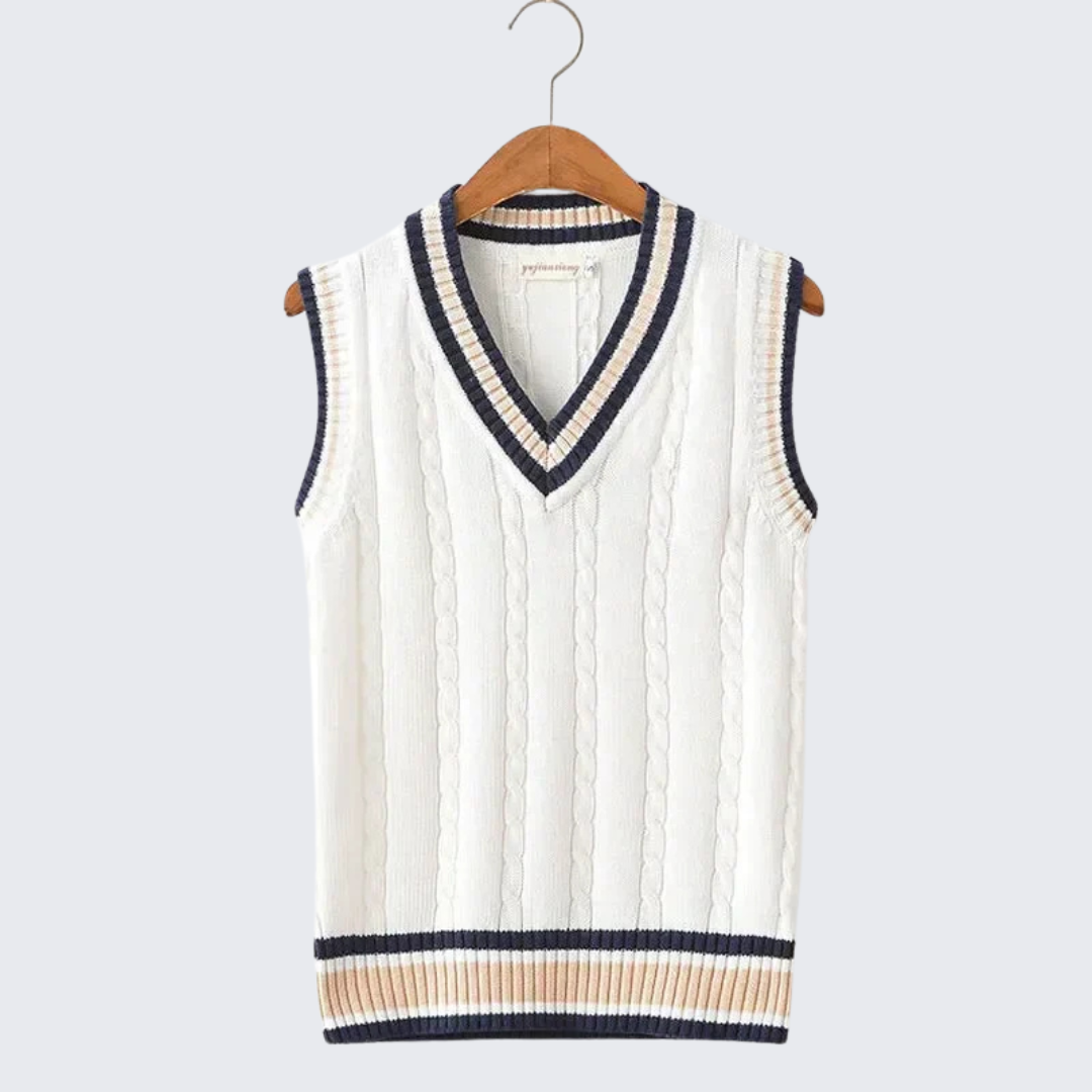 Christof - Pull en tricot sans manches à col en V pour hommes