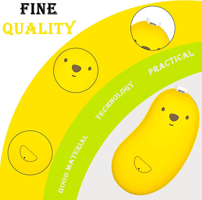 Jouet en forme de haricot jaune avec visage d'ours, design mignon, matériau de qualité, technologie pratique, idéal pour enfants.