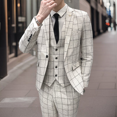 Costume d'invité de mariage 3 pièces pour hommes | Carreaux