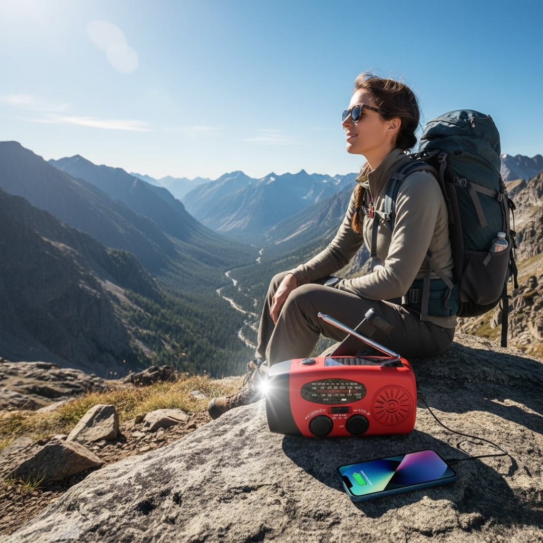 Radiotelefon ratunkowy ReadyWave | z korbką i panelem słonecznym