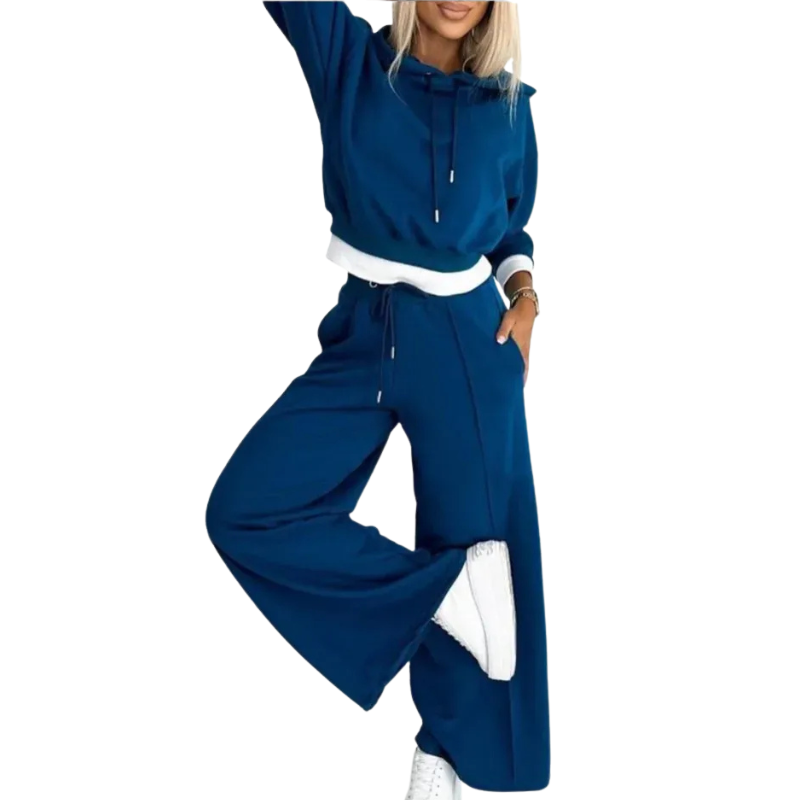 Delma | Ensemble Lounge Femme Tendance | Relaxed Fit | Sweat à capuche et pantalon avec cordon de serrage