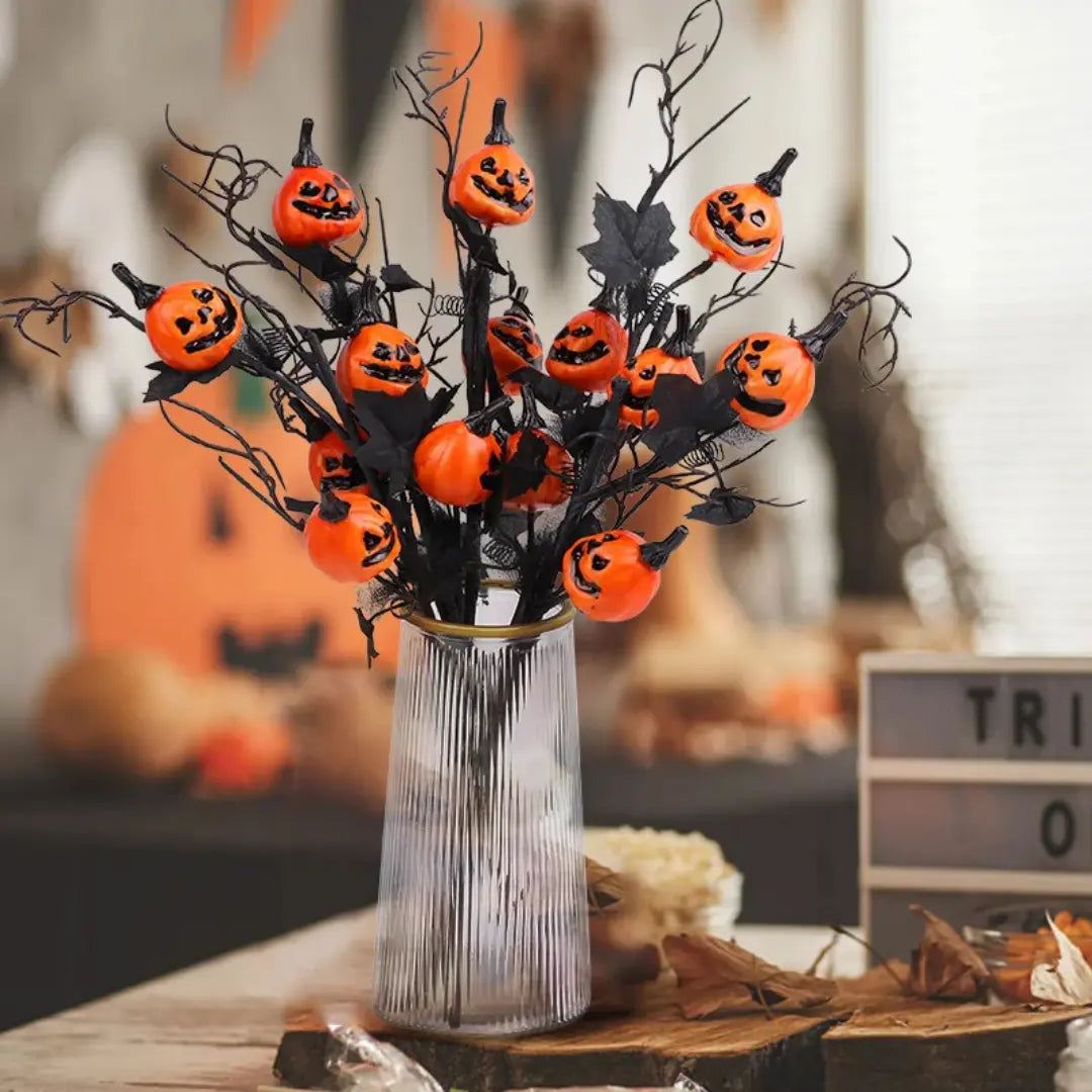 Halloween Artificial Pumpkin Branches Maple Leaf