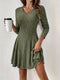Élégante Robe Côtelée Décolleté en V Ligne A Manches Longues Élégante Pour Femme | Idéale Pour Toute Occasion