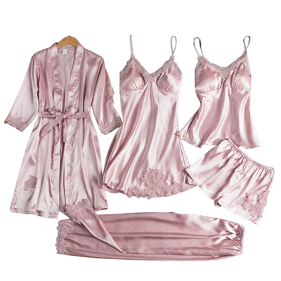 5 en 1 Ensemble de pyjamas en satin