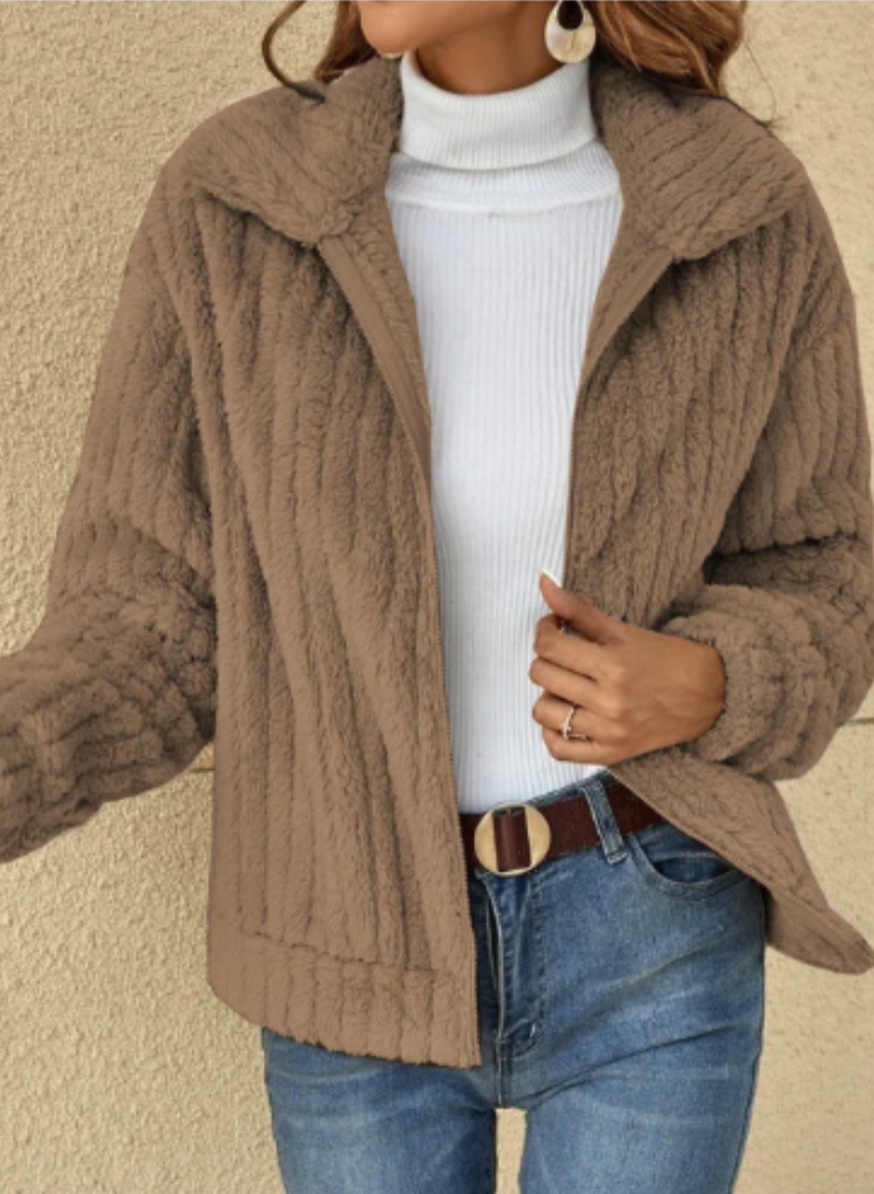 Cardigan caldo in peluche da donna