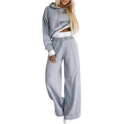 Delma | Ensemble Lounge Femme Tendance | Relaxed Fit | Sweat à capuche et pantalon avec cordon de serrage