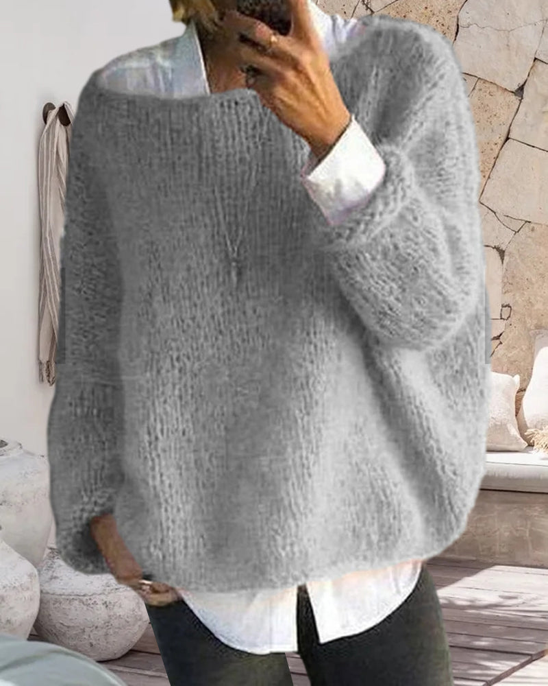 Maglione classico da donna lavorato a maglia con spalle scoperte