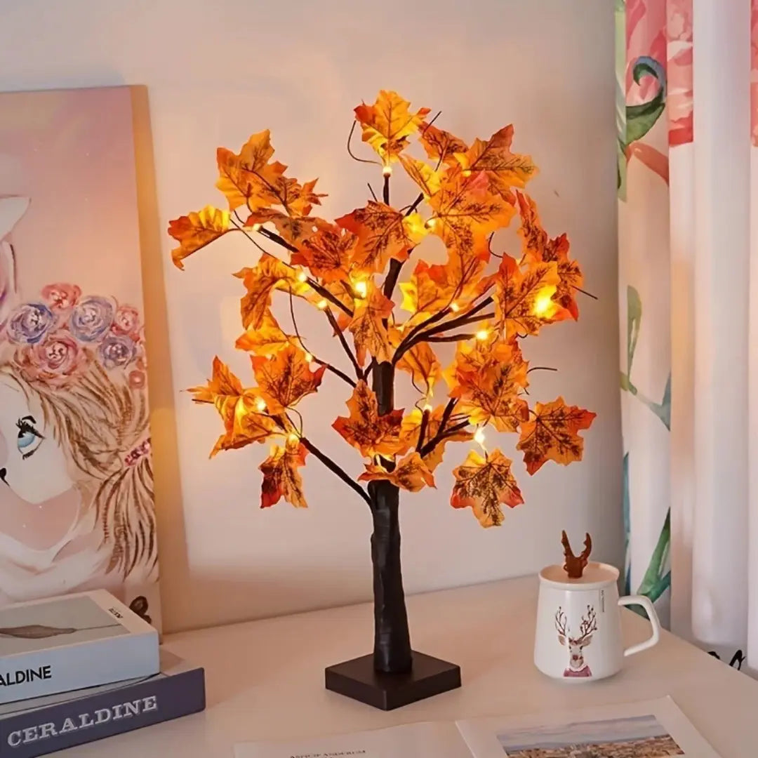 Lampe en forme d'érable artificiel avec lumières LED - Parfait pour la décoration d'Halloween et de Noël