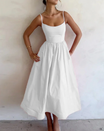 Serena - Longue robe à bretelles évasée