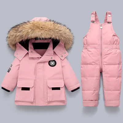 Manteau d'hiver chaud pour enfants avec col en fourrure