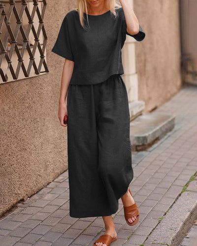 Ensemble léger avec top et pantalon | Lin | Frais et confortable