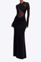 Gillian - Vestido largo elegante de punto cruzado y transparente para mujer, especial otoño