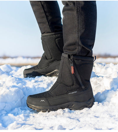 Bottes d'hiver pour femmes avec fermeture éclair latérale - Bottes de neige imperméables, antidérapantes et durables avec doublure chaude