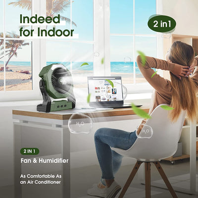 Ventilateur de brumisation portable, 8 pouces, 10000Mah, batterie rechargeable