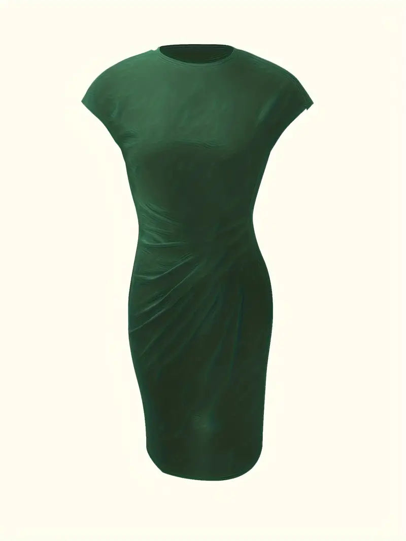Elizabeth - robe de couleur unie avec col ras du cou