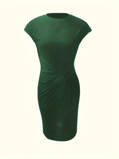 Elizabeth - robe de couleur unie avec col ras du cou