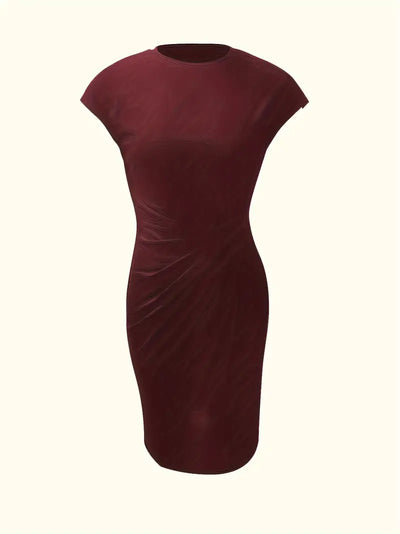 Elizabeth - robe de couleur unie avec col ras du cou