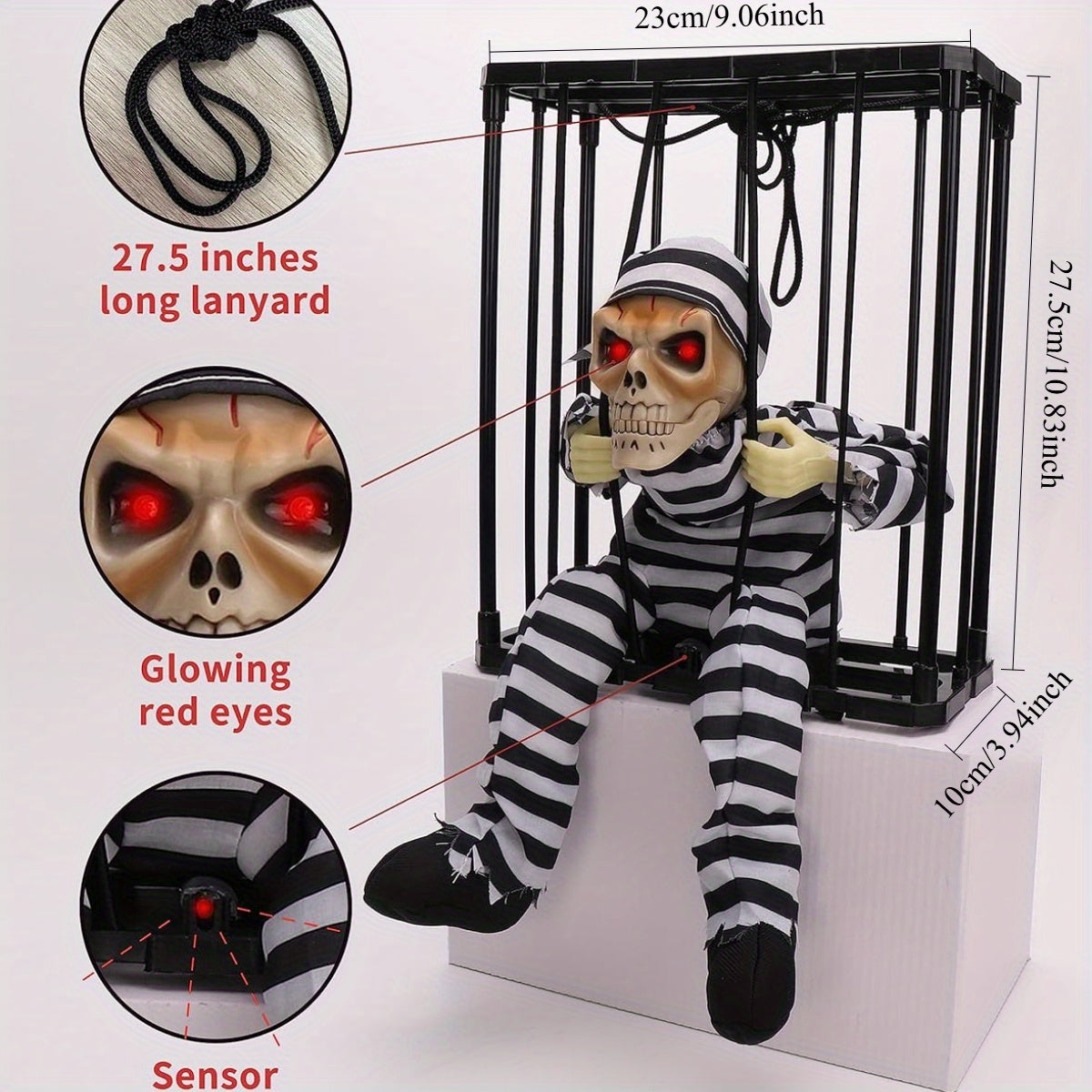 TerrorBone - Squelette hurlant animé pour Halloween - Détecteur de mouvement - Accessoire effrayant pour l'extérieur