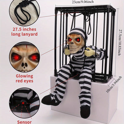 TerrorBone - Squelette hurlant animé pour Halloween - Détecteur de mouvement - Accessoire effrayant pour l'extérieur