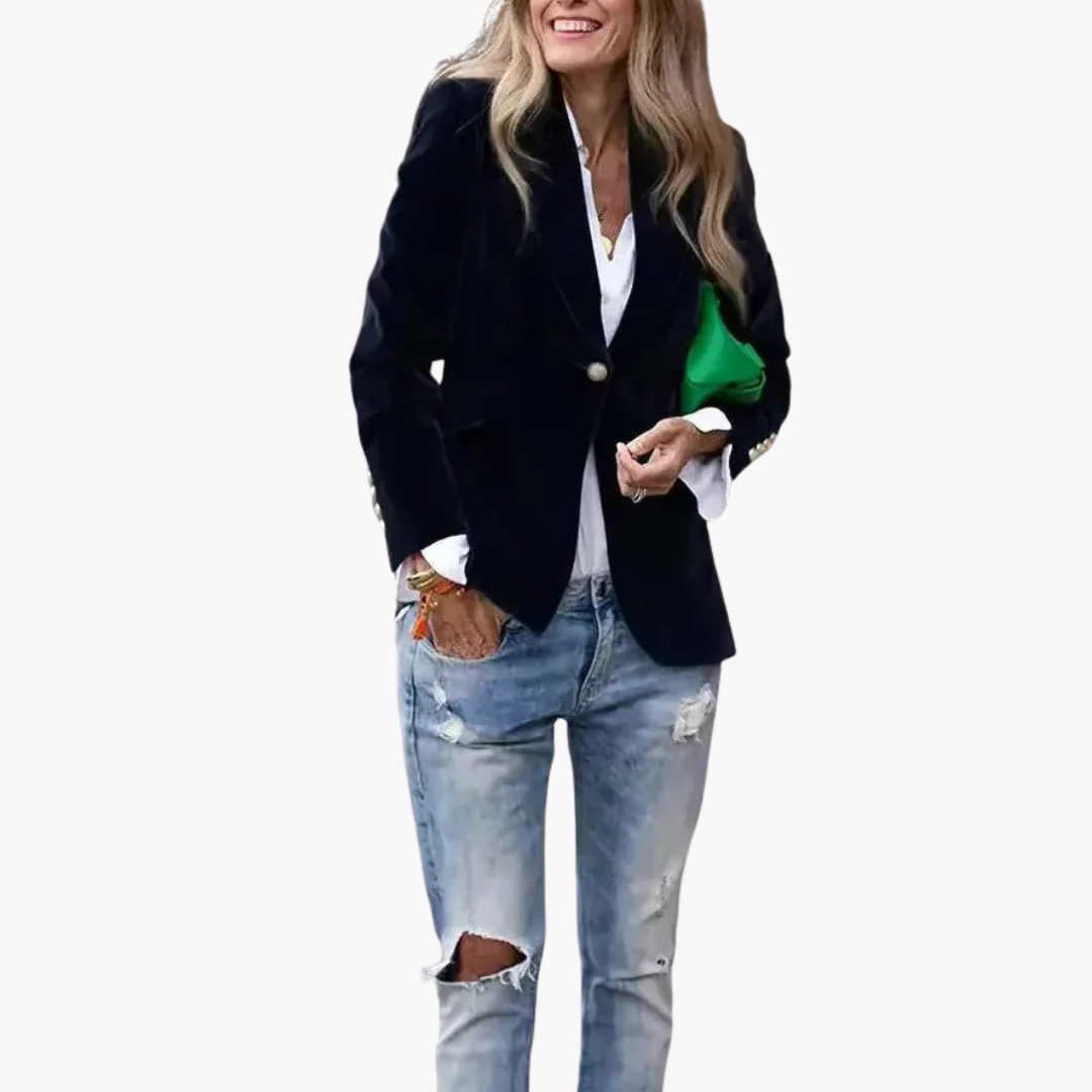 Aksamitna marynarka damska jednorzędowa