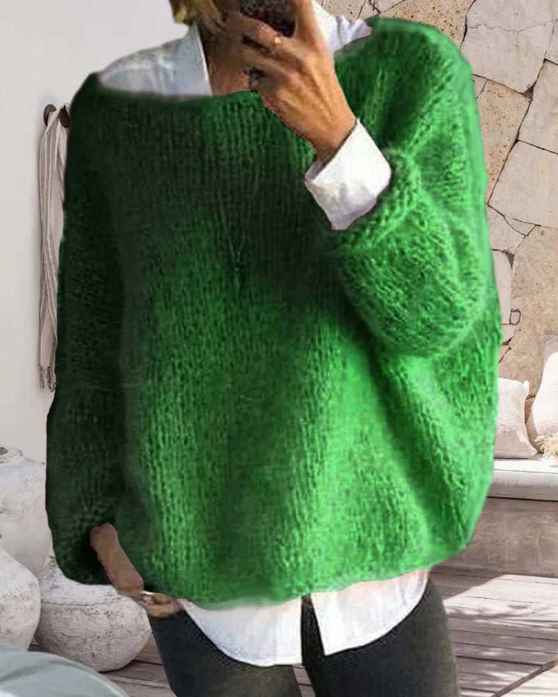 Maglione classico da donna lavorato a maglia con spalle scoperte