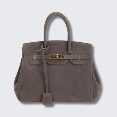 Sac à bandoulière Kelly en daim avec quincaillerie dorée