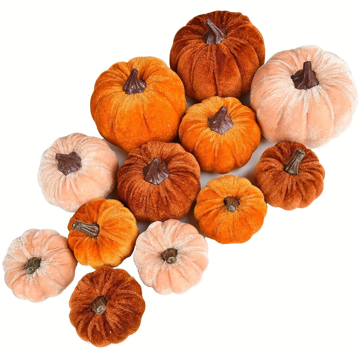 PumpkinPatch | 12 pièces de citrouilles artificielles en velours - décoration d'automne en mousse & décoration de table pour Halloween