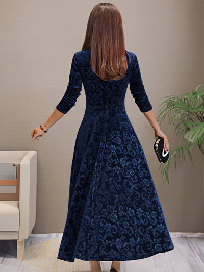 Robe en velours à col en V pour femmes - idéale pour le printemps/été