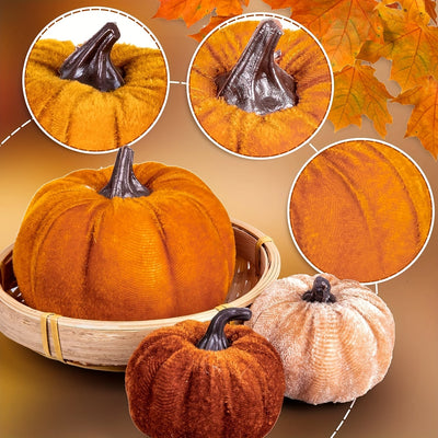 PumpkinPatch | 12 pièces de citrouilles artificielles en velours - décoration d'automne en mousse & décoration de table pour Halloween