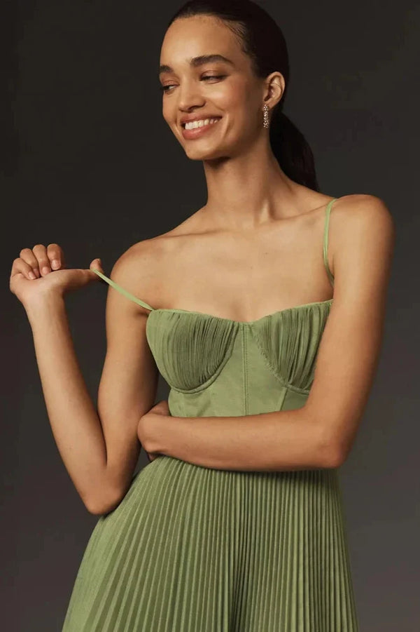 Ditte | Bustier Robe midi fit & flare en tulle plissé