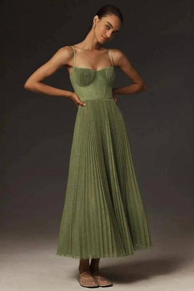 Ditte | Bustier Robe midi fit & flare en tulle plissé