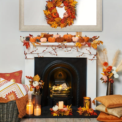 PumpkinPatch | 12 pièces de citrouilles artificielles en velours - décoration d'automne en mousse & décoration de table pour Halloween