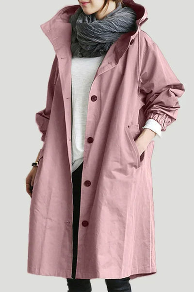 Trench-coat imperméable avec capuche pour femme - Long et chaud